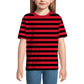 Kids Black Red Striped Shirt Linus Boys Freddy Halloween Costume Summer Short Sleeve Basic Tee Top 13-14 Years