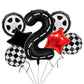Eostankr Race Car Birthday Balloons - 40" Black Number 2 Mylar Balloon, 7 Pcs, Race Car Theme Party Decor