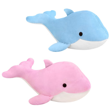 Lvpu 2Pieces Dolphin Stuffed Animals Plush Pillows Soft Sea Animal Plush Toys Dolls Stuffed Animal Plushies Gifts For Kids (Pink