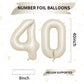 Biapian 40 Inch Cream Number 40 Balloon, 40Th Birthday Balloons, Big Digital 40 Beige White Giant 40 Foil Balloon Helium For Men
