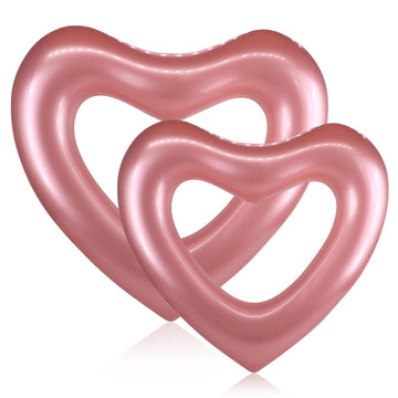 Blublu Park Inflatable Heart Pool Floats, 2 Pack Sweet Love Tube Floaties, Summer Swimming Ring, Blow Up Beach Water Fun Party T