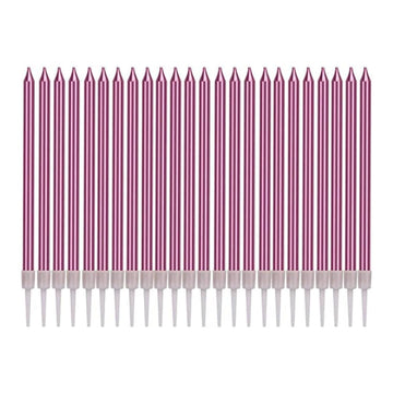 Wanna Party Pencil Thin Rose Pink Candles, Candles For Birthday Decoration, Cake Decoration Supplies For Wedding Birthday Events