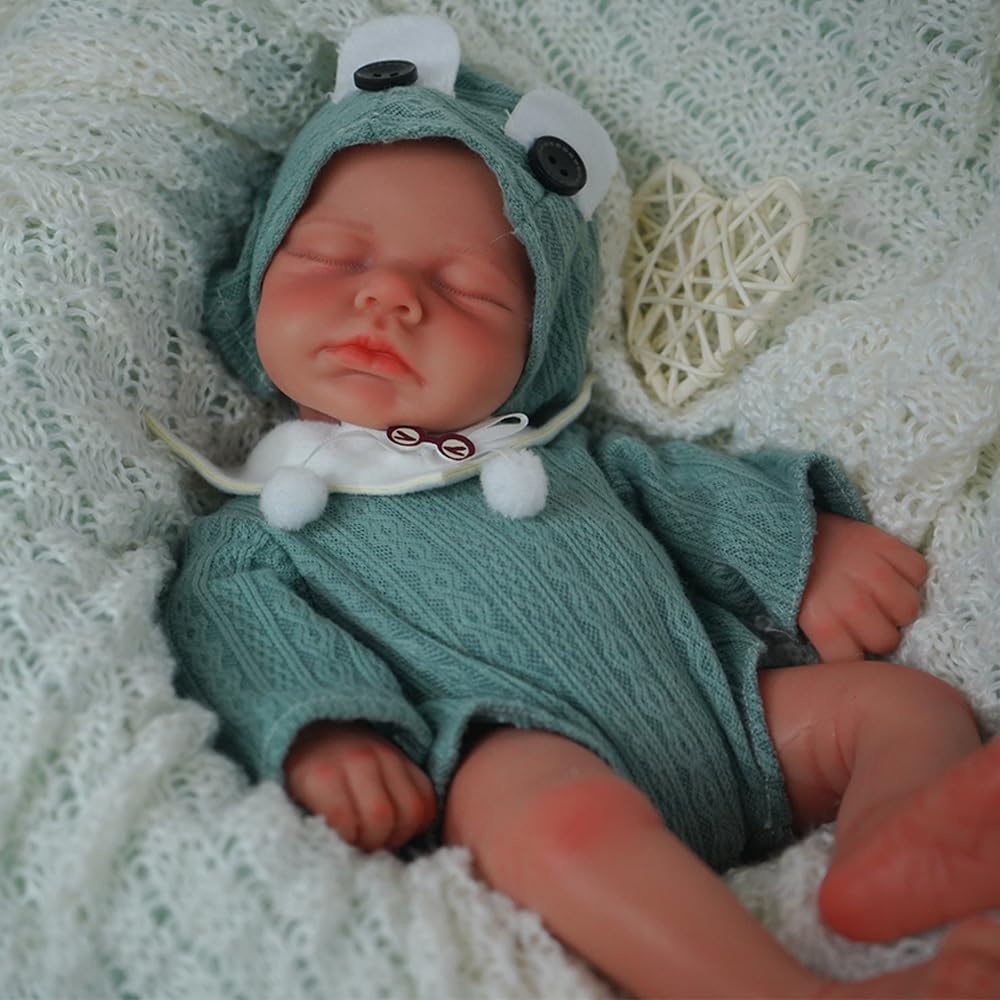 SOFTMARY Lifelike Reborn Baby Dolls - 12-inch Full Silicone Newborn, Real Life Baby Dolls with Realistic Veins & Sleeping Pose -