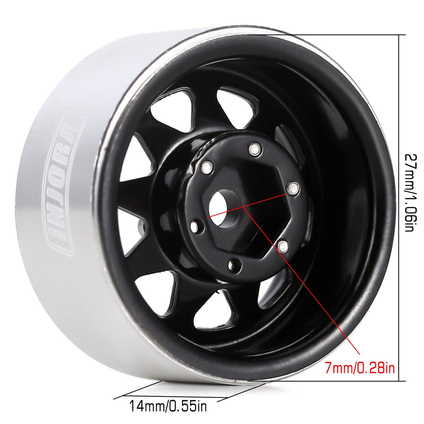 INJORA 1.0 Beadlock Wheel Stamped Steel Beadlock Deep Dish 1.0'' Wheels for 1/18 TRX4M Axial AX24 SCX24 Gladiator Deadbolt Bronc