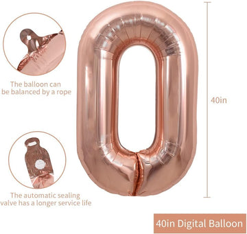 Toniful 40 Inch Large Rose Gold Number 30 Balloons Giant Digital 30 Helium Balloons, Foil Mylar Big Number Balloons For 30Th Bir