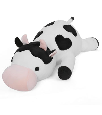 Florviv Weighted Cow Stuffed Animals Weighted Plush Toy 24'' 4.2Lb Cute Cow Hugging Dolls Plushies Pillows For Boys And Girls (W