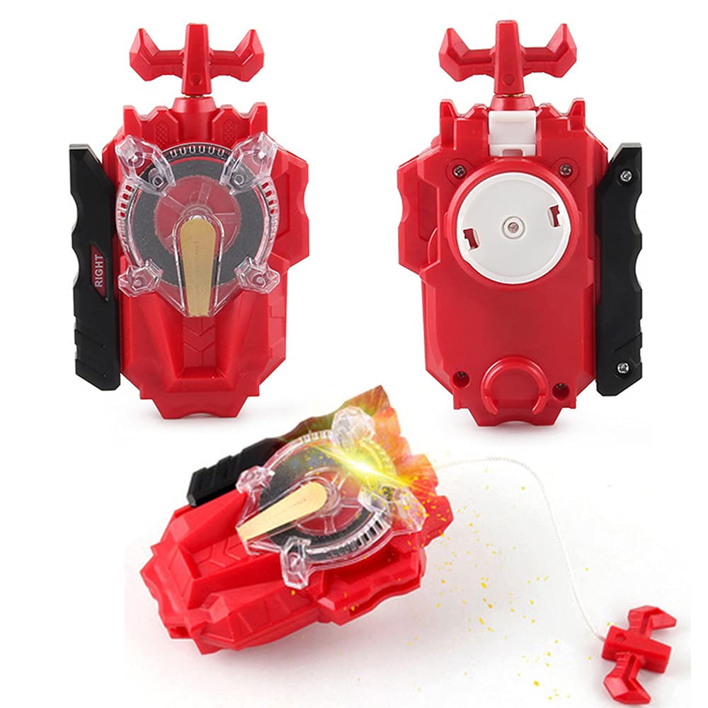 Battling Sparking String Launcher  World Spriggan Top Burst Launcher Set  Left and Right Spin String Launcher Grip Compatible with All Bey Burst Series - Red