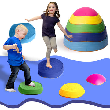 Party Club Of America 5Pcs Stepping Stones For Kids, Plastic Balance Non-Slip Jumping Stones For Kids And Family, Coordination Game Toys