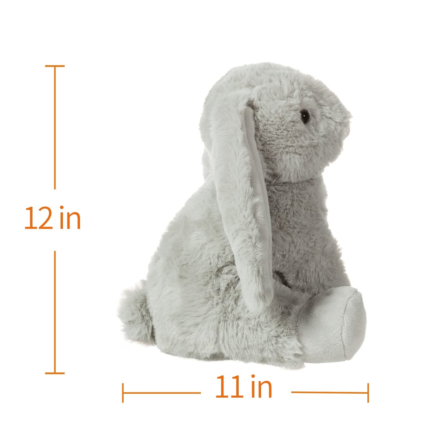 Apricot Lamb Toys Plush Grey Bunny Rabbit Stuffed Animal With Fluffy Soft Ears (Medium, 12 Inches)