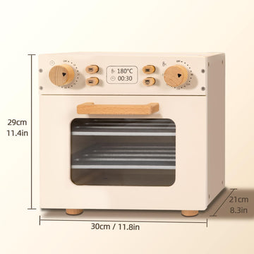 Oook Wooden Kids Oven, Pretend Play Oven For Toddlers With Diy Stickers, Kitchen Play Set Accessories With Push-Pull Baking Tray