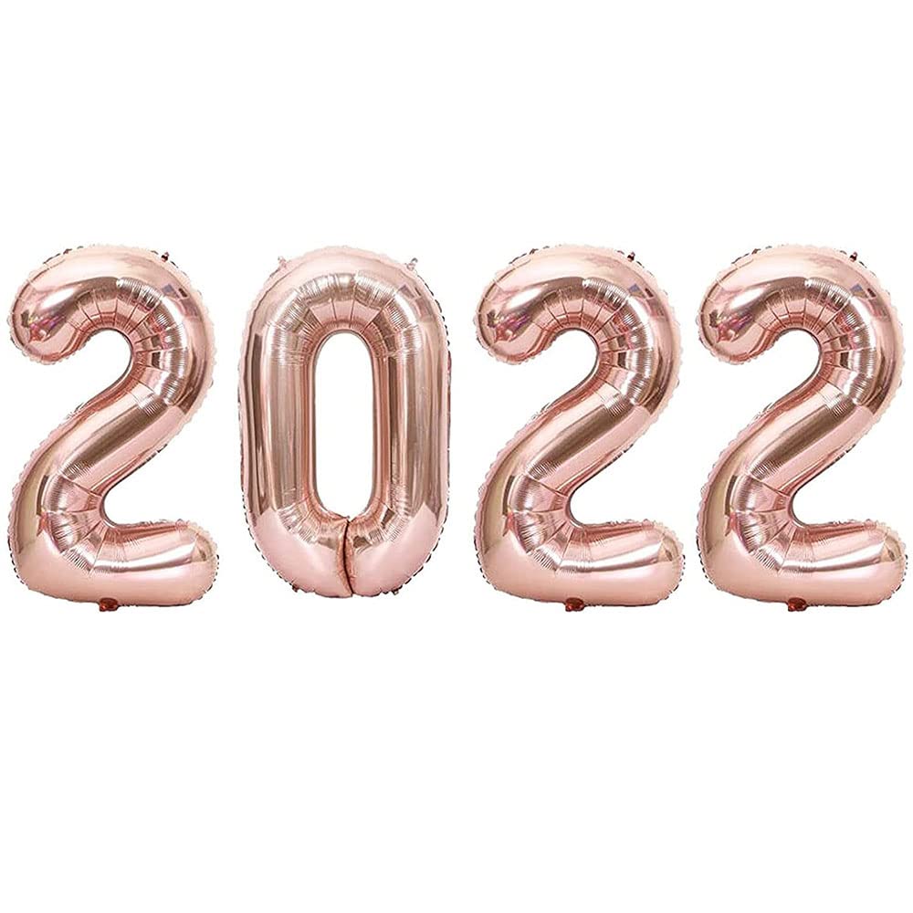 Shopping Time 2022 Number Foil Balloons  (16 Inch)  Rose Gold