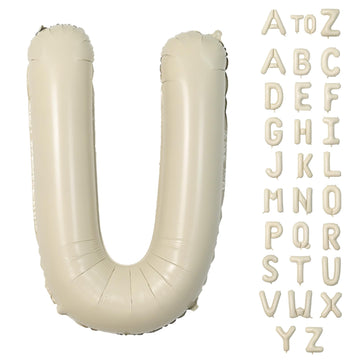 Biapian 40 Inch Letter U Balloons, Giant Cream U Foil Balloon, Big Single Alphabet A-Z Balloons, Beige Large Aluminum U Balloons