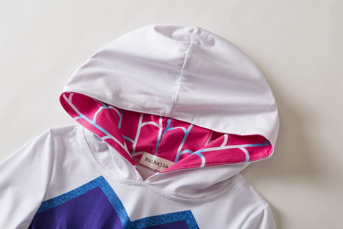 Ruikajia Tutu Costume For Girls Spider-Man Spider-Gwen Dress Girls Cosplay Dresses (White, 10 Years)