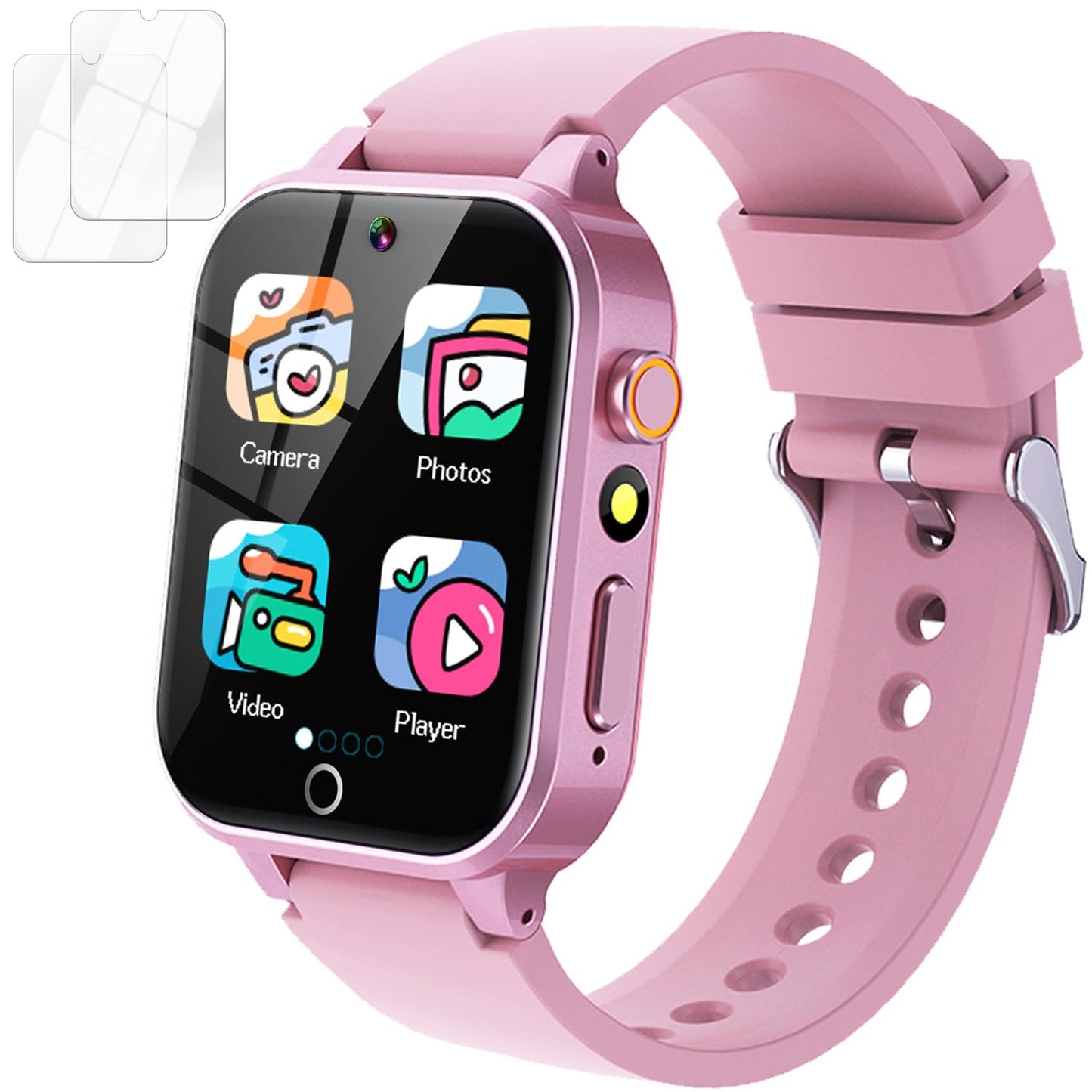 Vakzovy Kids Smart Watch for Girls 6-12, Pink HD Touchscreen, 26 Games, Video Camera, Music, Pedometer - Educational Birthday Gift