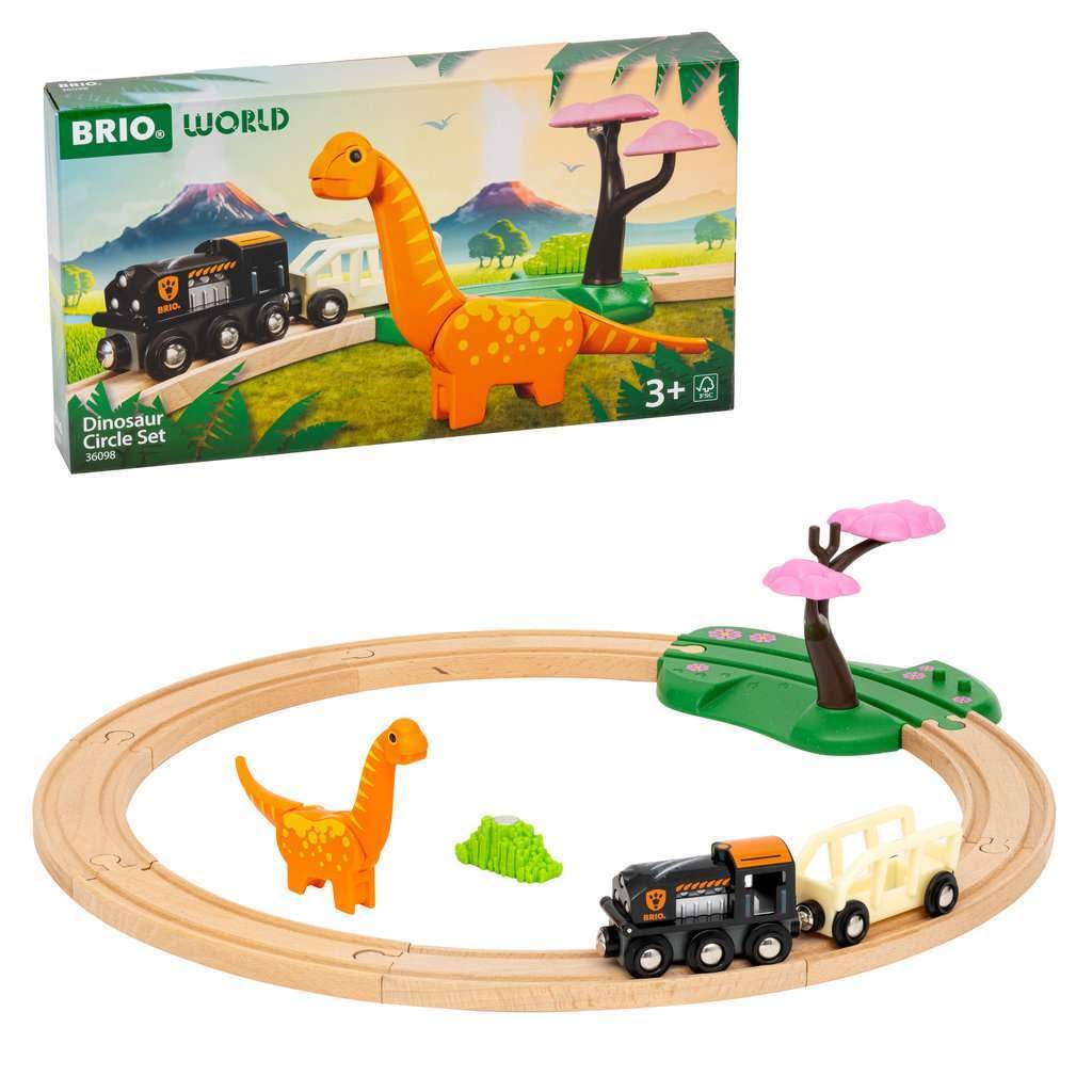 BRIO World - 36098 Dinosaur Circle Set | Toy Train for Kids Aged 3 Years Up
