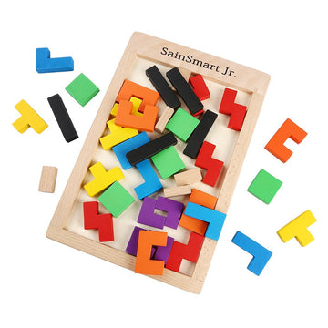 Sainsmart Jr. Wooden Tangram Puzzle, Educational Block Toy For Kid Toddler Preschooler (40 Pcs)