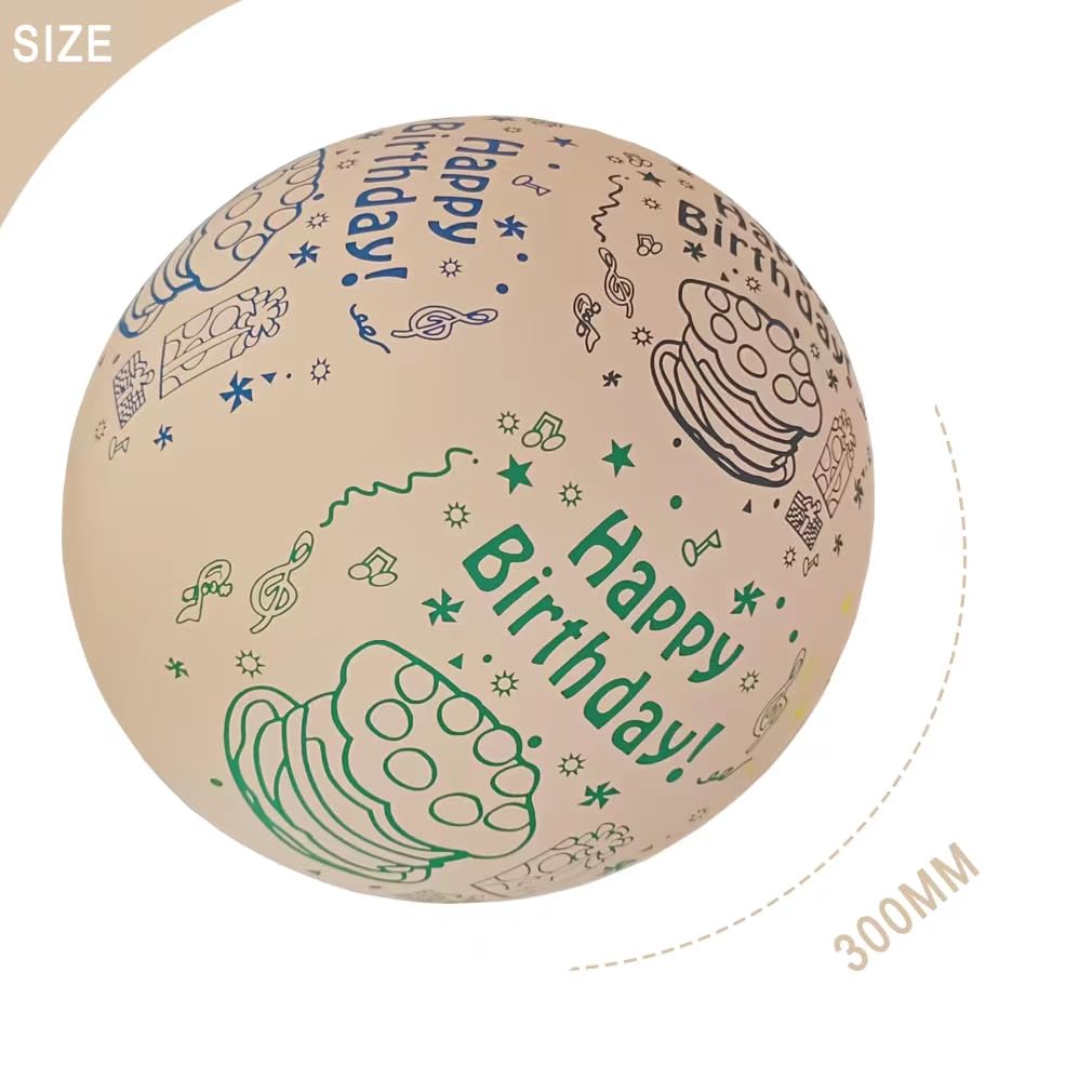 52 Pcs Brown Birthday Balloons With Birthday Party Pattern Children'S Birthday Balloons Decoration Suitable For Girls Boy Birthd