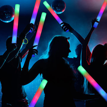 Jiahz Glow Sticks Bulk, 32 Pcs Foam Glow Sticks, Led Foam Sticks In The Dark Party Supplies With 3 Modes Colorful Flashing, Glow