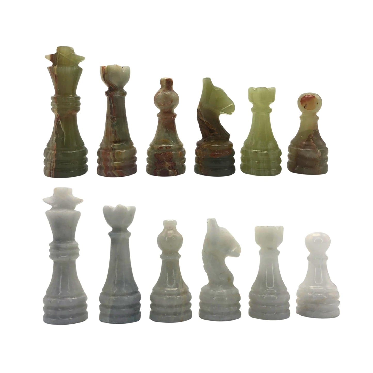 Handcrafted enhanced Marble Chess Pieces Set - Elegant 32-Piece Replacement for 12-15 Inch Chess Boards Storage Box (White and Green)