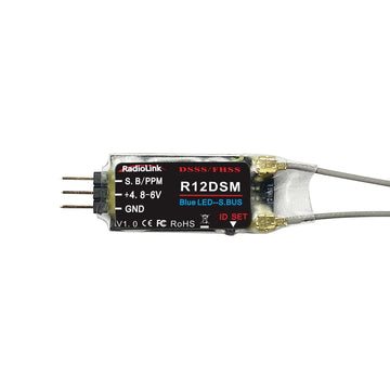 Radiolink R12DSM 2.4Ghz 12 Channels Micro RC Receiver SBUS/PPM Long Range Control for FPV Racing Drone, Quadcopter, Helicopter