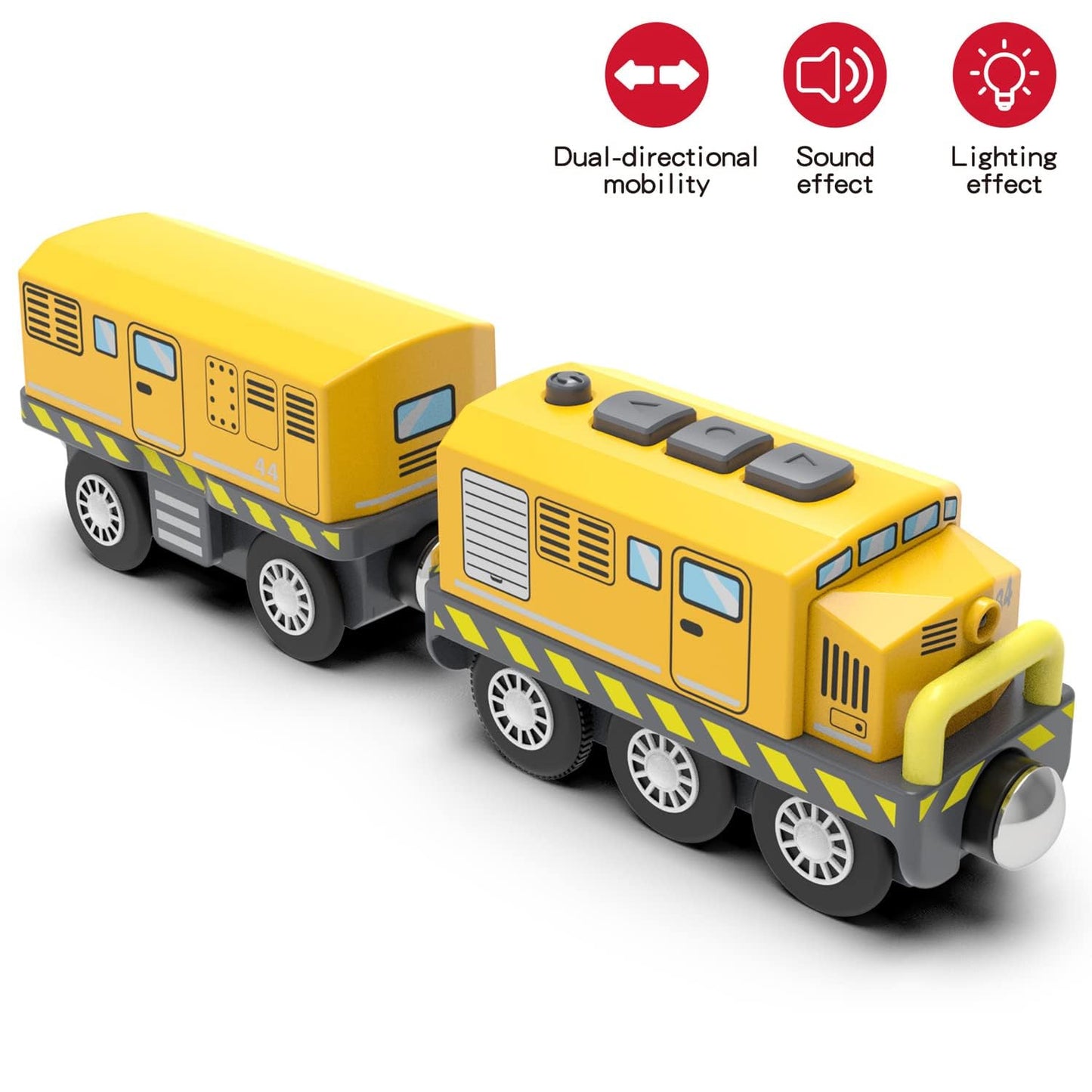 Hyperliving Wooden Train Track Accessories Battery Operated Locomotive Train, Motorized Train For Toddlers With Magnetic Connection