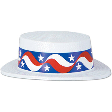 White Plastic Skimmer w/Star Band Party Accessory (1 count)