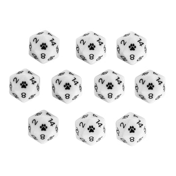 Hddais 10 Pack White D20 Dice, Set Of 10, 20 Sided Dice D20 Polyhedral Dice For Dnd Rpg Tabletop Game