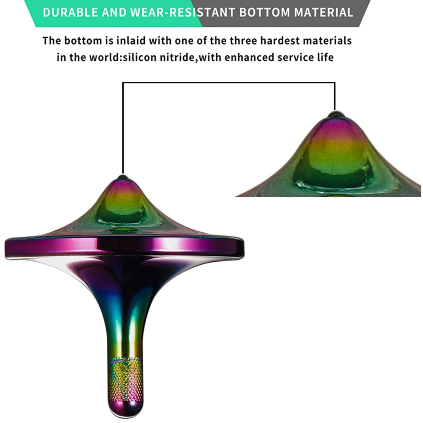 CHEETOP Stainless Steel Spinning Top  enhanced Exquisite Perfect Balance Well Made Metal Desk EDC Little Fidget Toy  Spin Long Time Over 6 Minutes  Great Value (Iridescent  Large Diameter 34mm)