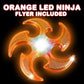 Artcreativity Light Up Ninja Flyers Set – Pack Of 2 Flying Ninja Stars For Kids – Light Up Flying Toys With Batteries – Fun Summer Toy And Gift For Kids – Orange And Purple Ninja Stars