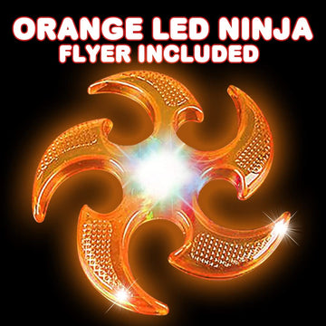 Artcreativity Light Up Ninja Flyers Set – Pack Of 2 Flying Ninja Stars For Kids – Light Up Flying Toys With Batteries – Fun Summer Toy And Gift For Kids – Orange And Purple Ninja Stars