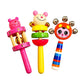 Wooden Baby Rattle Toys Combo Set Of 3 | Handmade Wooden Bell & Stick Rattle Toys For Babies | Colorful Infant Sensory Toys For 