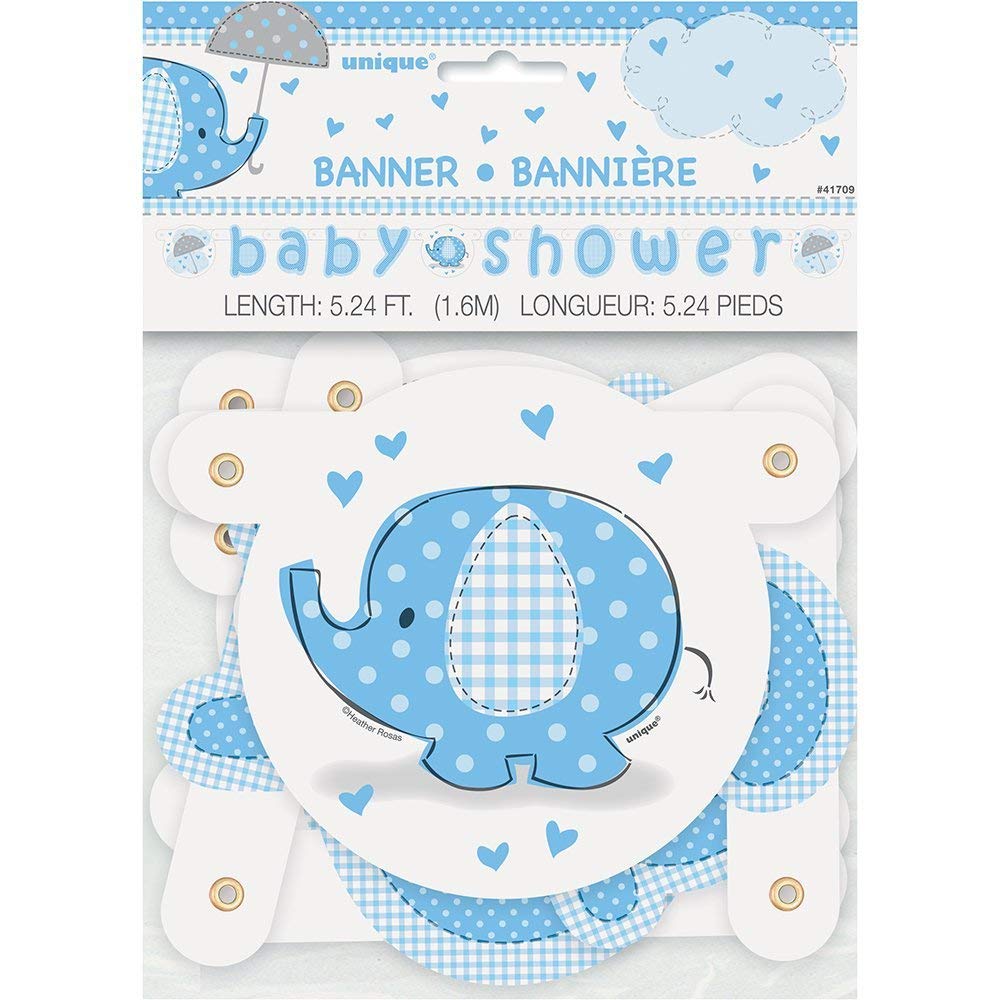 5.24ft Blue Elephant Boy Baby Shower Banner