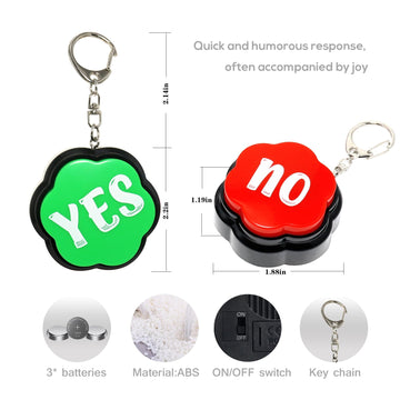 Portable Keychain Yes & No Buzzer Buttons With Sound, Answer Buzzers Set Of 2, Buzzers For Game Show