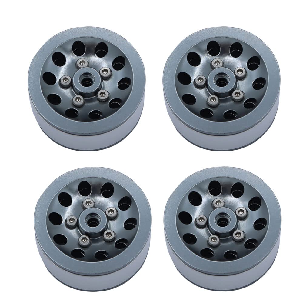 FACCNOY Metal Beadlock Wheel Hub Rims with Tires for 1/16 WPL C14 C24 B14 B24 B16 1/12 MN78 MN99S MND90 RC Car Parts (Titanium)