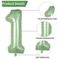 Biapian 40 Inch Sage Green Number 10 Balloons, Large Foil Number 1 & 0 Balloons With 18'' Cream Brown Heart Balloons For 10Th Ye