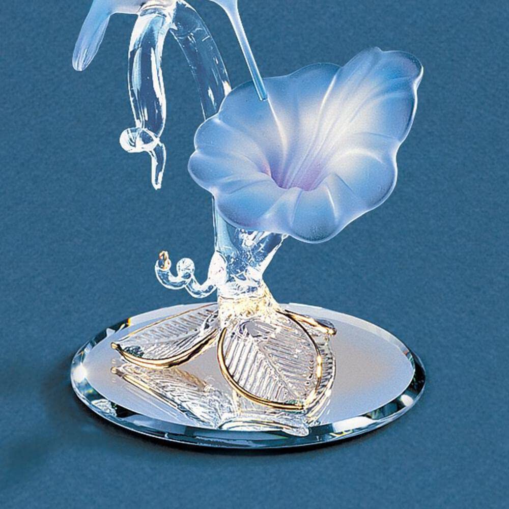 Glass Baron Hummingbird & Blue Flower Glass Figurine