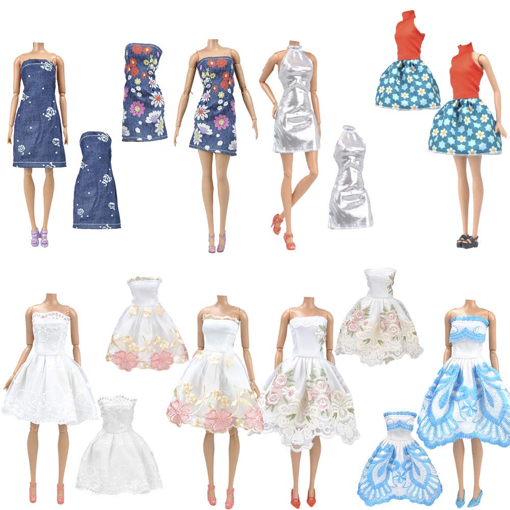 E-Ting Lot 15 Items = 5 Sets Fashion Casual Wear Clothes/Outfit With 10 Pair Shoes For Barbie Doll Random Style (Casual Wear Clo