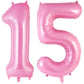 Pink Number 15 Balloon, 40 Inch Big Large Foil Helium Number Balloons, Giant Mylar Number 15 Balloons For 15 Year Old Birthday P