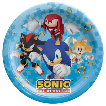 amscan Sonic The Hedgehog Round Paper Plates - 9 | Blue, Medium, Pack of 8