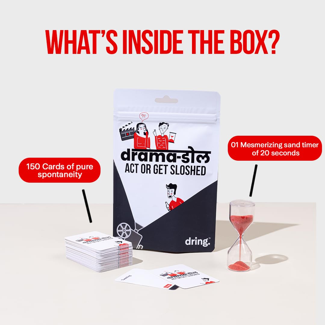 Dring Dramadol - Act or Get Sloshed (150 Cards | Multicolur) - The Wildest House Party Game of India for Adults | Super Fun Card