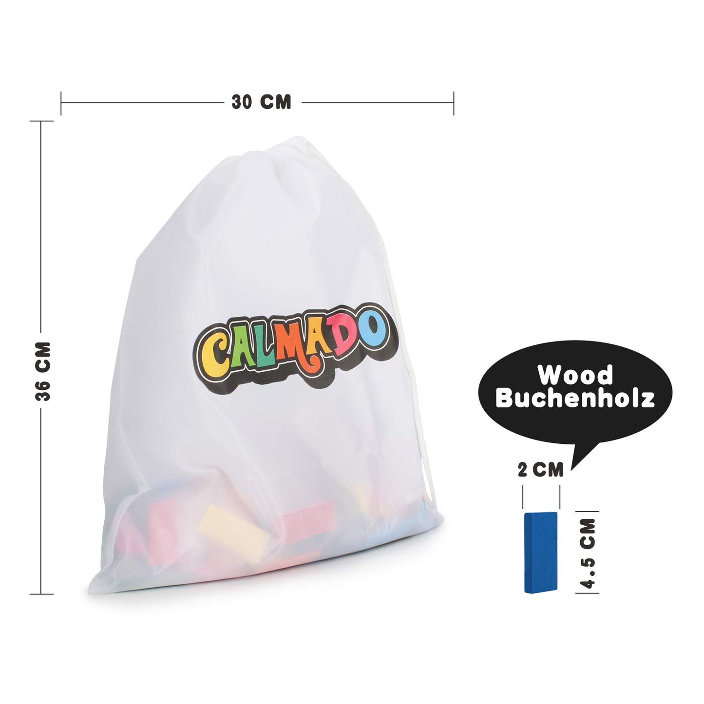Calmado – 450 Pcs Wooden Dominos For Kids - Domino Toys For Outdoor Or Indoor Game, Dominos For Kids Ages 4-8, Stacking Dominos For Kids 8-12 -Including Bag, Instruction Manual & Accessories
