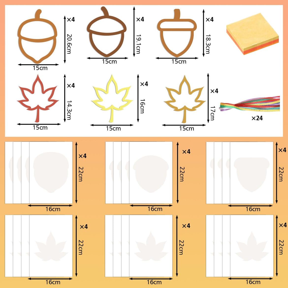 Zliisang 24PCS Make You Own Fall Crafts Kit Bulk Maple Leaf Acorn Paper Suncatchers DIY Kit for Autumn Thanksgiving Classroom Ac