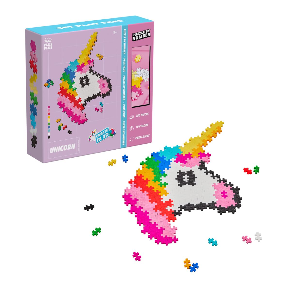 Plus Plus - Puzzle By Number Unicorn Of 250 Pieces - Building Set - Pp3929