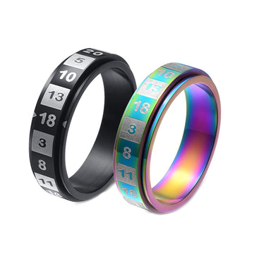 Mesnt Mid Finger Rings For Women, 6Mm Numbers Rotatable Anti Stress Fidget Spinner Ring, Colorful Black Size Colorful 8 & Black