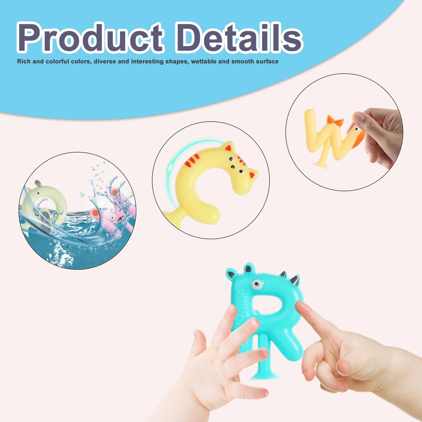 26Pcs Suction Cup Letters Toys, Washable Alphabet Educational Toys Learning Spelling Games Educational Bath Toys Kids Interactive Toys Alphabet Learning Toys For Toddlers