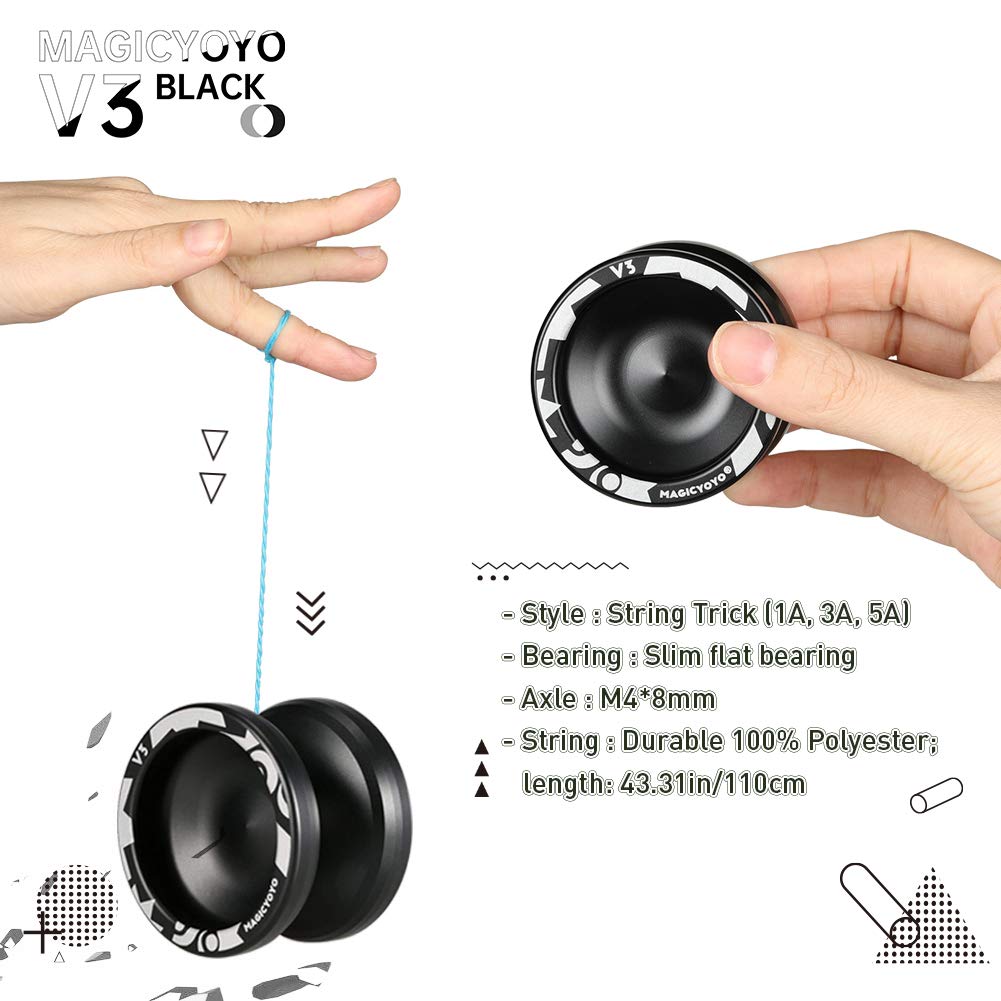 Magicyoyo V3 Responsive Yoyo Pack Of 2, Professional Metal Yoyo For Beginner, Dual Purpose Alloy Yoyo With Kk Bearings + Removal Bearing Tool + Axle + 2 Bags + 12 Yoyo Strings