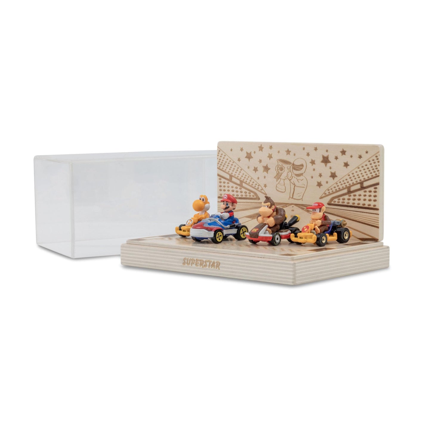 Wood Toy Car Storage Organizer - Holds Diecast Cars - Freestanding Or Wall Display Case Shelf - Matchbox & Hot Wheels Car Compat