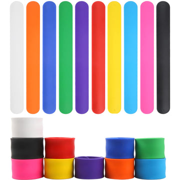 DIYASY Color Slap Bracelets,20 Pcs Silicone Snap Bracelets for Kids Soft Decorative Rainbow Colors Bracelet for Kids Girls Boys