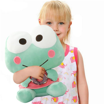 ELAINREN Donut Frog Plush Cuddly Frolick Frog Stuffed Animals Green Fernando Frog Plushie Gifts Easter/Birthday 13.8''