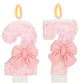 ElekFX 27th Birthday Candles for Cake, Pink Bow Number Cake Candles, 2.76 inch Number Happy Birthday Candle, Cake Topper Decorat